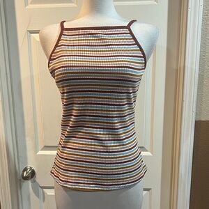 Rue21 Striped Ribbed Camisole in Brown and Cream